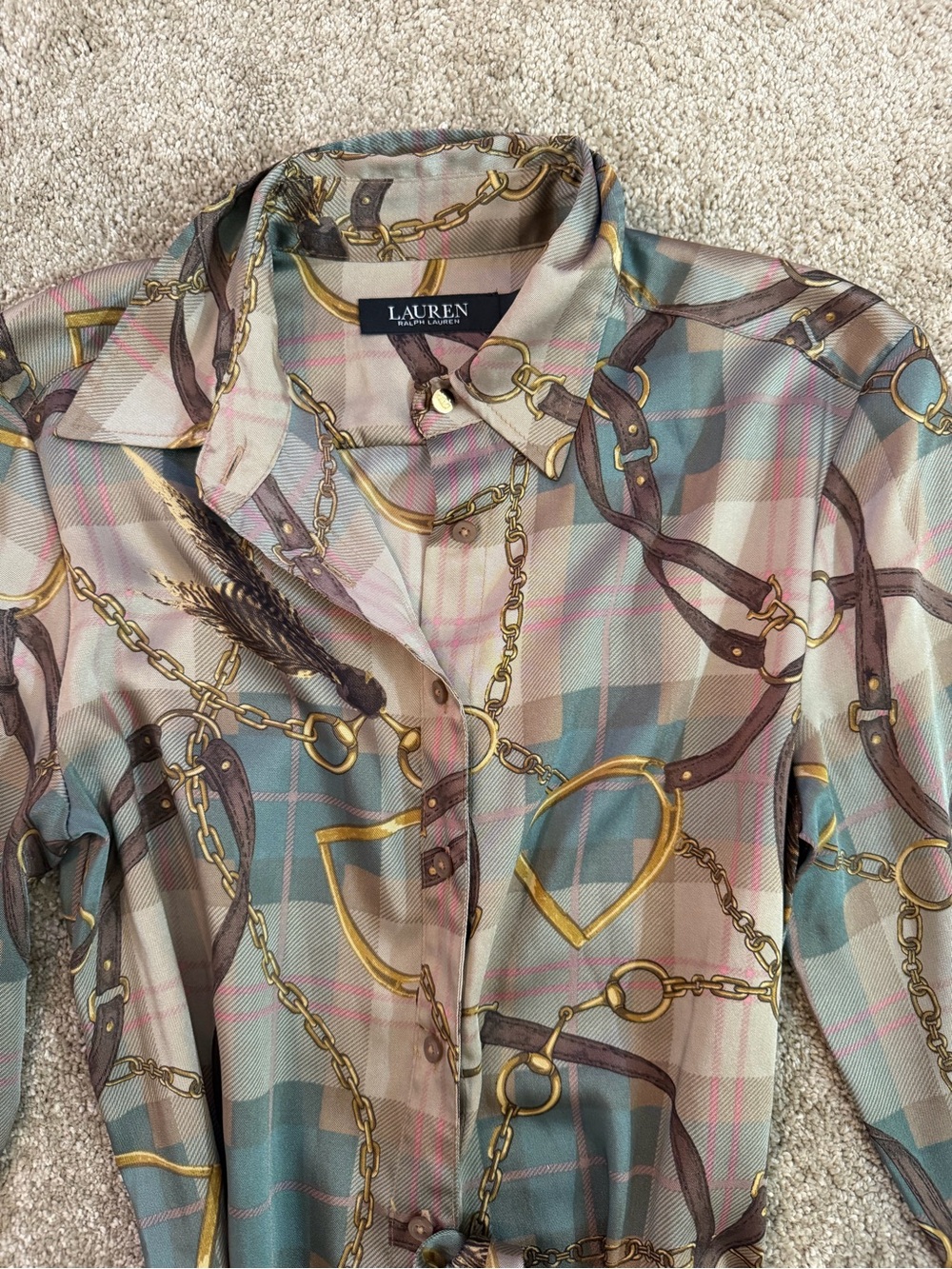 Ralph Lauren Shirt Dress with Chain & Stirrup Print - Picture 3 of 11